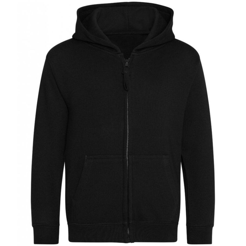 Awdis Childrens/Kids Zipped Hoodie / Deep Black